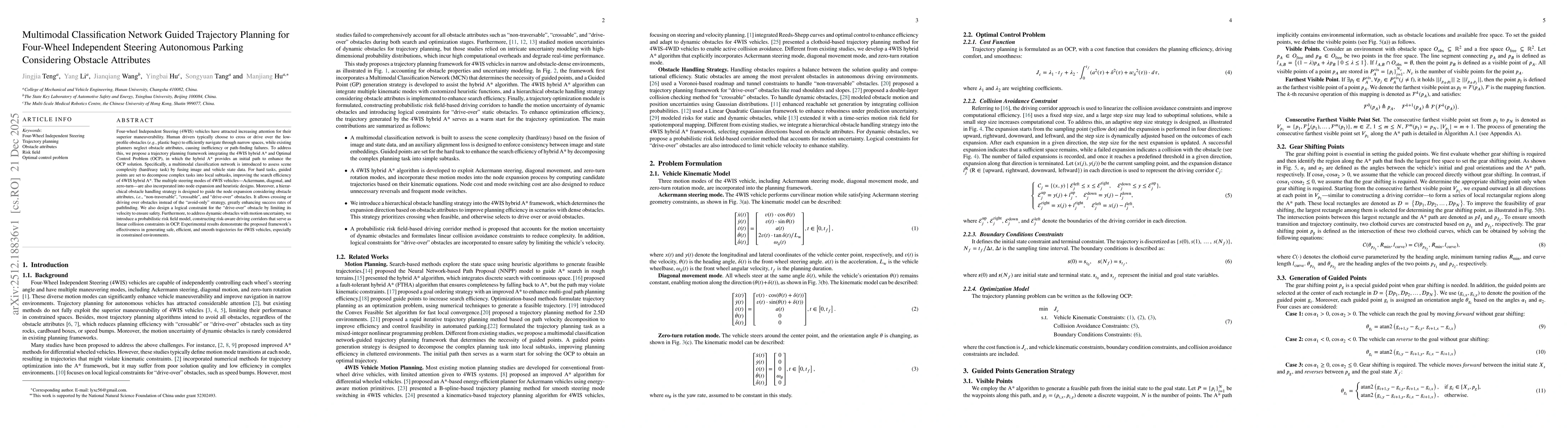 Thumbnail for Multimodal Classification Network Guided Trajectory Planning for Four-Wheel Independent Steering Autonomous Parking Considering Obstacle Attributes