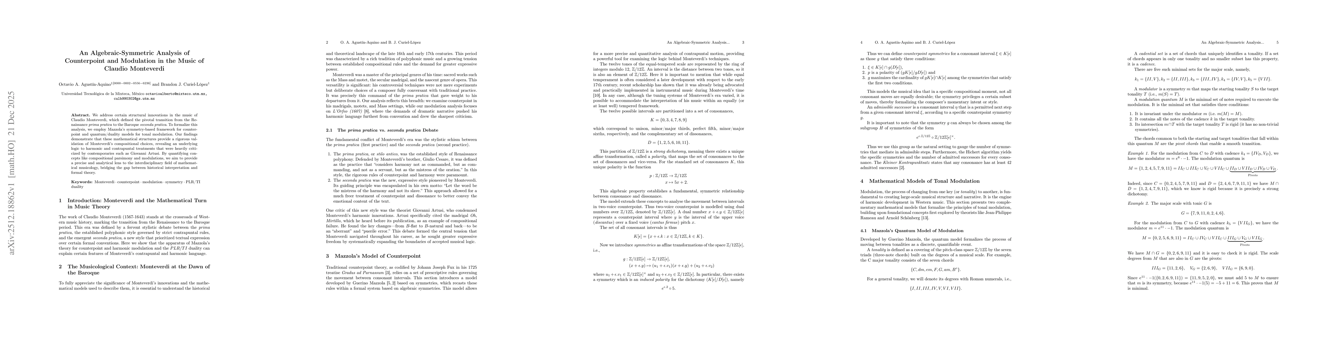 Thumbnail for An Algebraic-Symmetric Analysis of Counterpoint and Modulation in the Music of Claudio Monteverdi