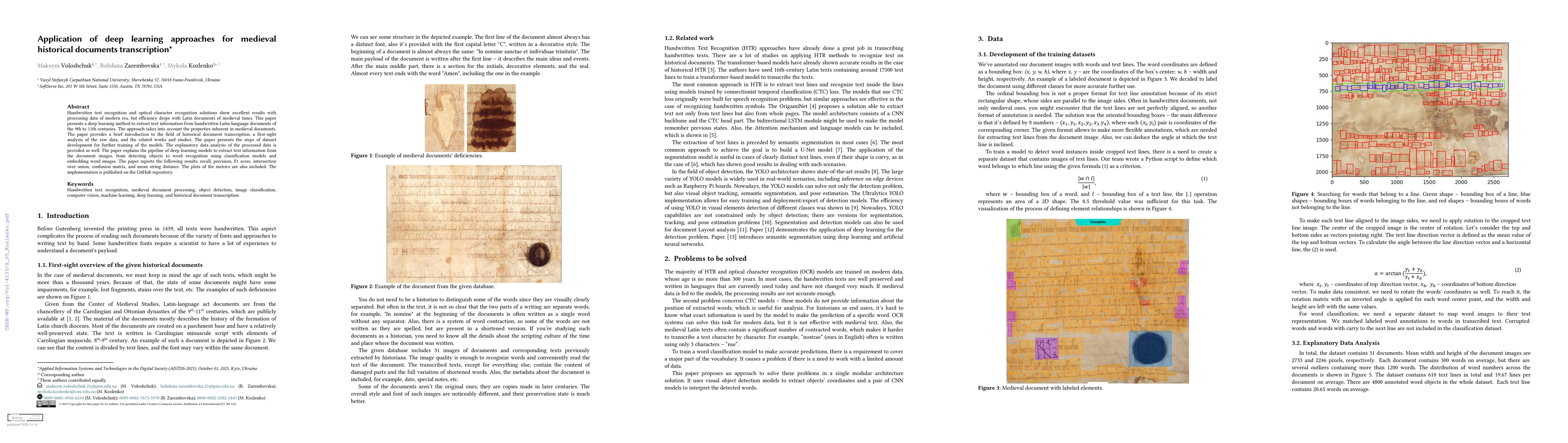 Thumbnail for Application of deep learning approaches for medieval historical documents transcription