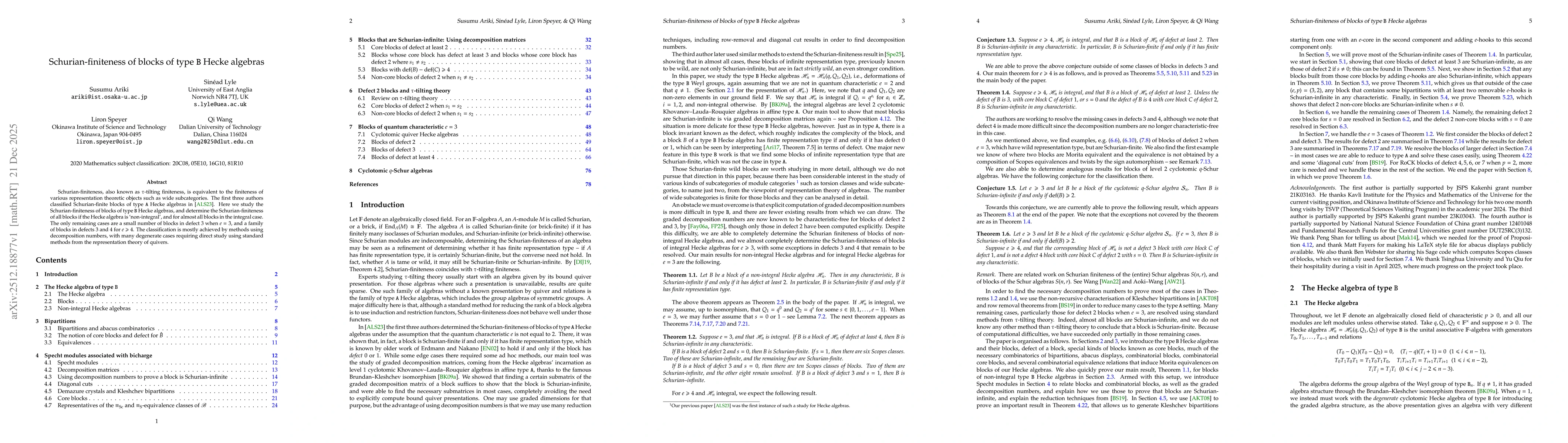 Thumbnail for Schurian-finiteness of blocks of type B Hecke algebras
