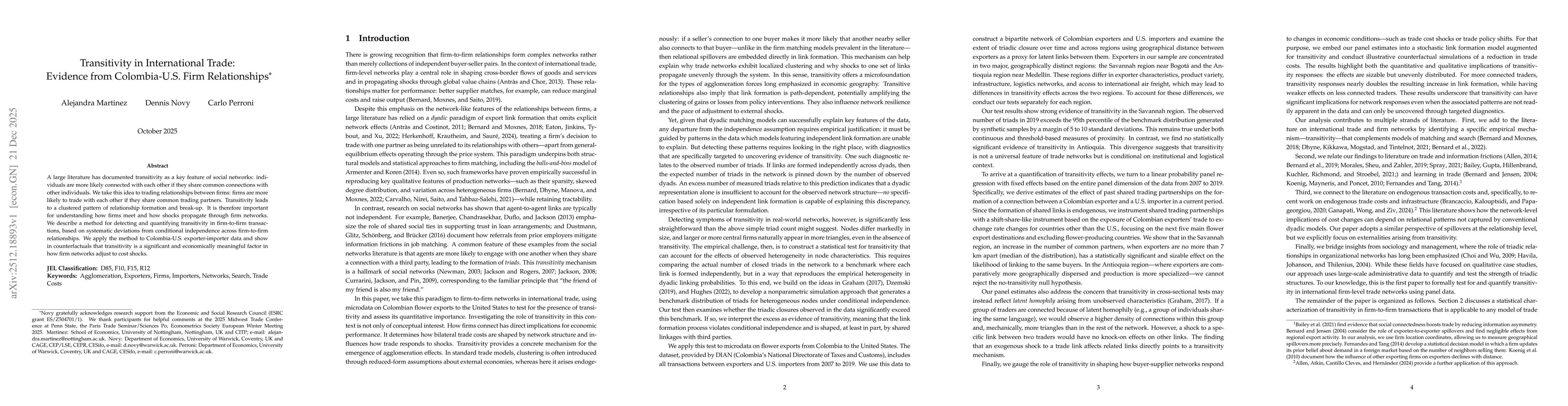 Thumbnail for Transitivity in International Trade: Evidence from Colombia-U.S. Firm Relationships