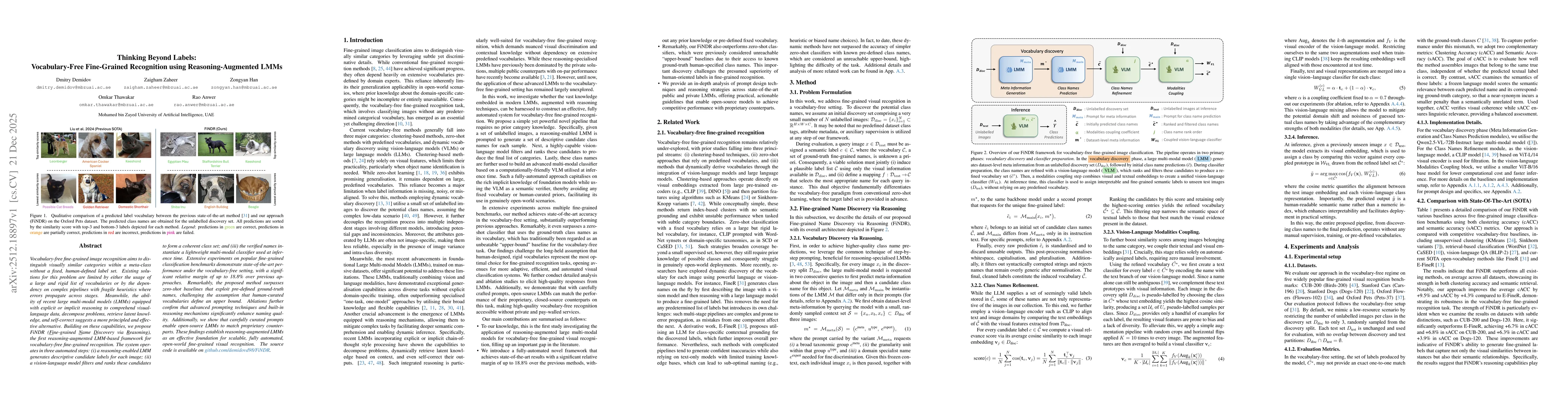 Thumbnail for Thinking Beyond Labels: Vocabulary-Free Fine-Grained Recognition using Reasoning-Augmented LMMs