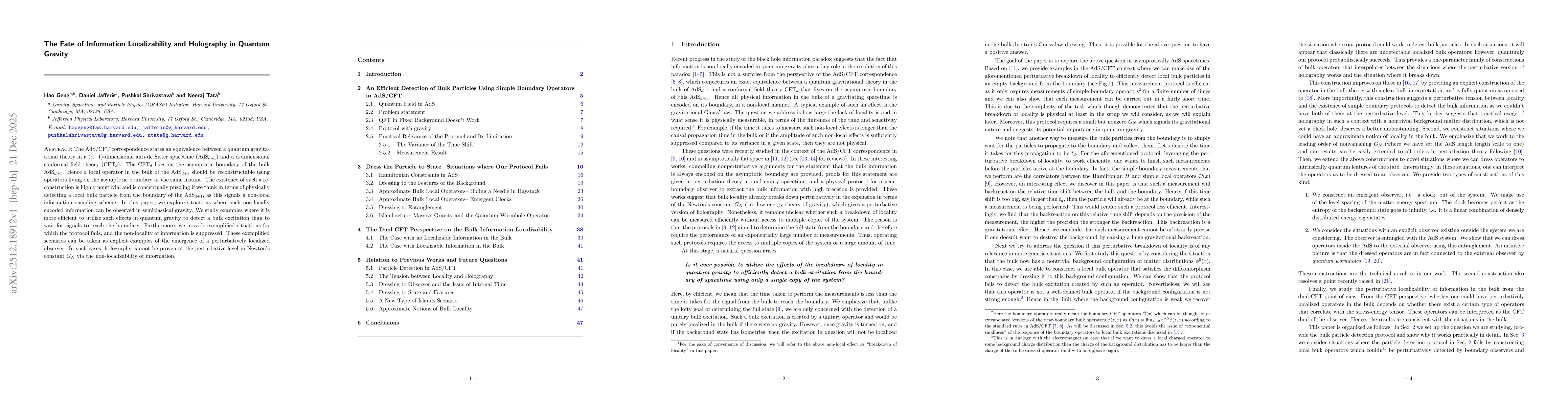 Thumbnail for The Fate of Information Localizability and Holography in Quantum Gravity