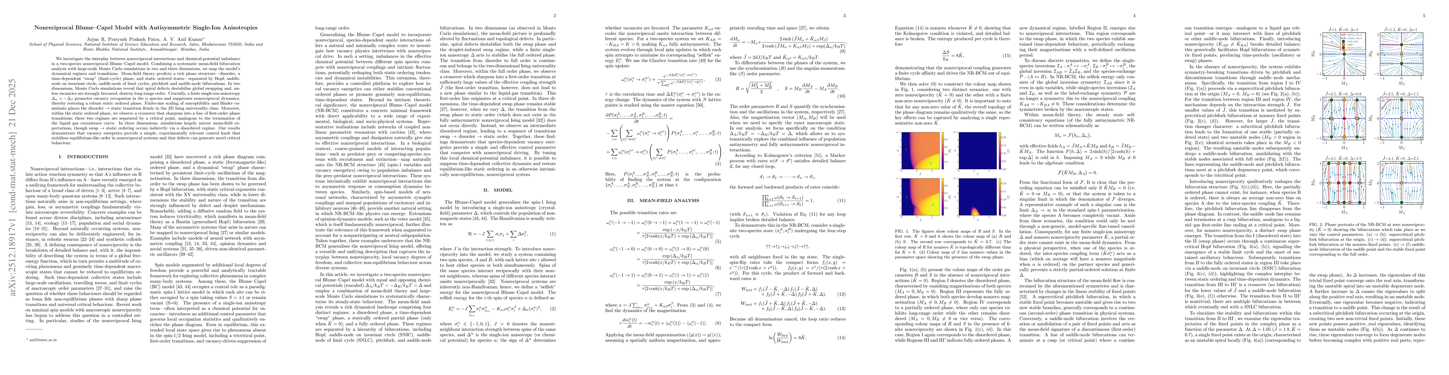 Thumbnail for Nonreciprocal Blume-Capel Model with Antisymmetric Single-Ion Anisotropies