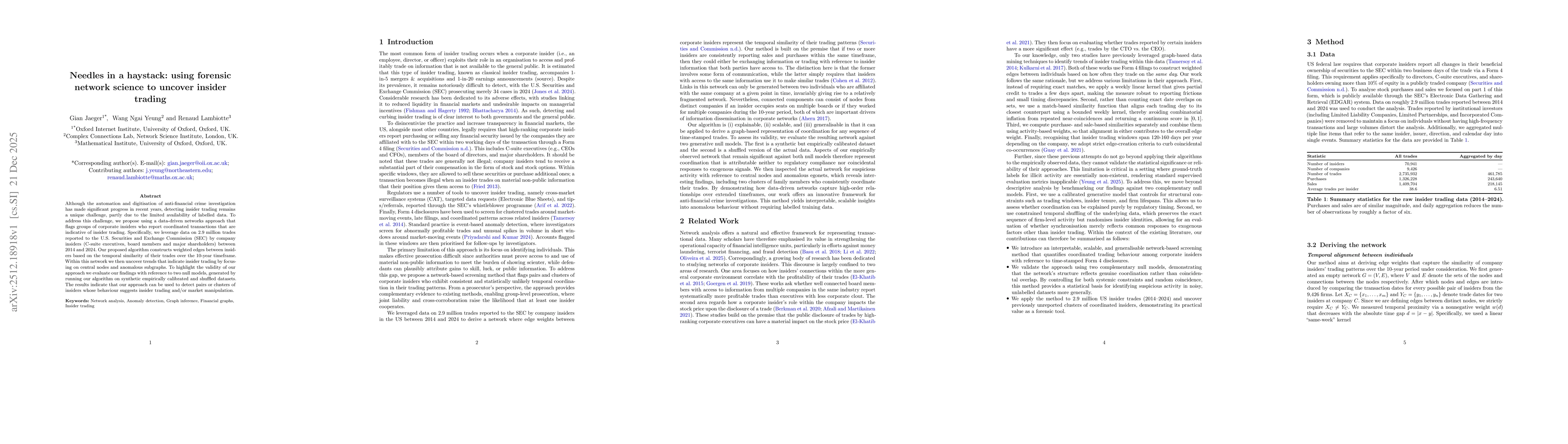 Thumbnail for Needles in a haystack: using forensic network science to uncover insider trading