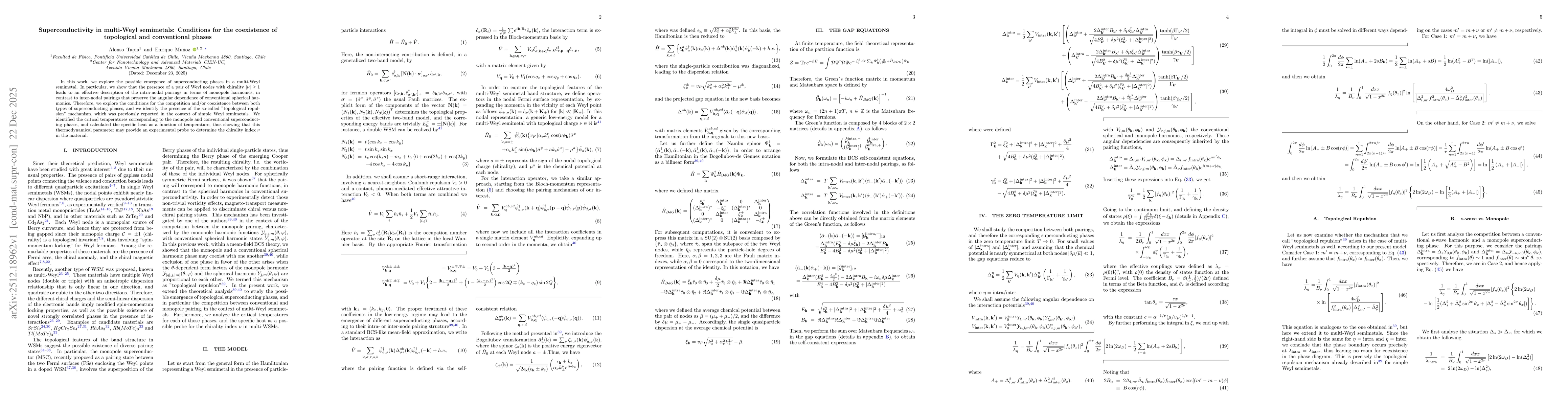Thumbnail for Superconductivity in multi-Weyl semimetals: Conditions for the coexistence of topological and conventional phases