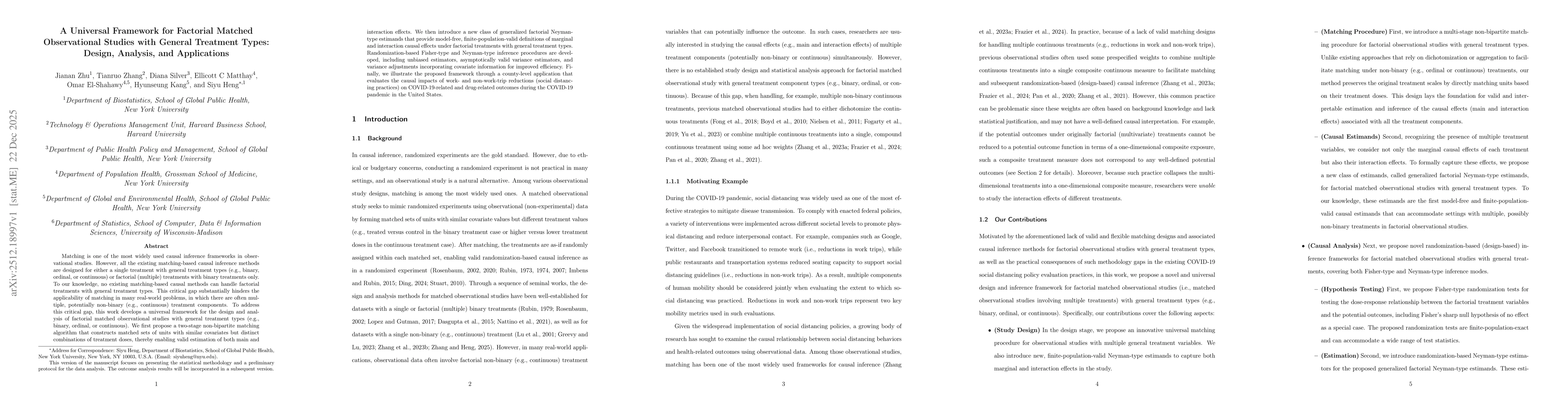 Thumbnail for A Universal Framework for Factorial Matched Observational Studies with General Treatment Types: Design, Analysis, and Applications