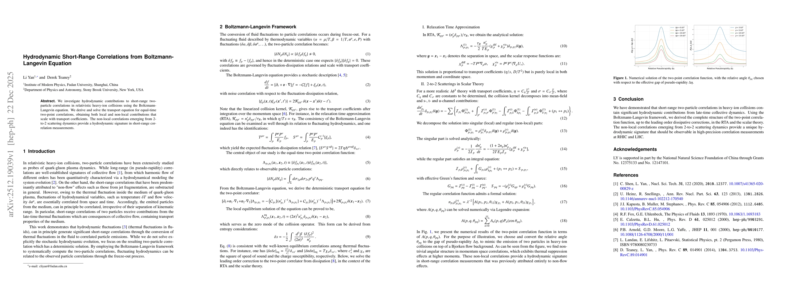 Thumbnail for Hydrodynamic Short-Range Correlations from Boltzmann-Langevin Equation