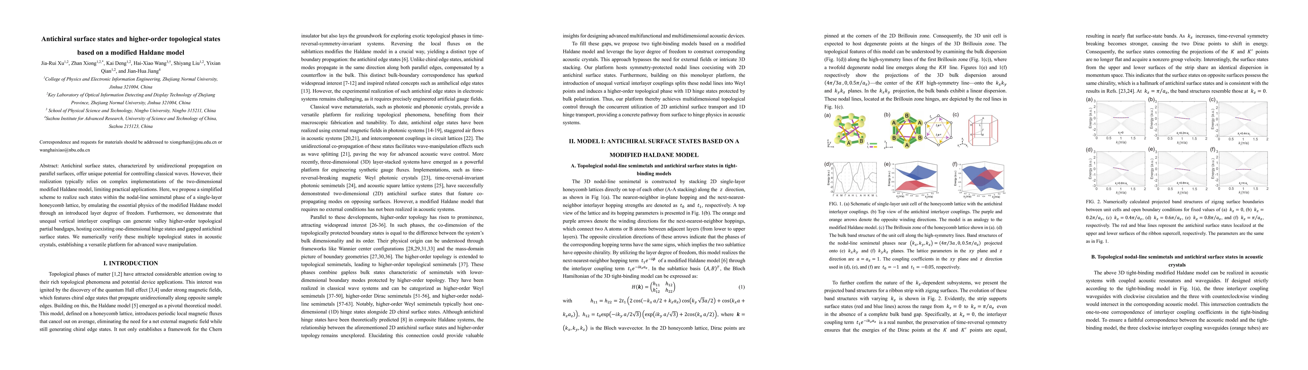 Thumbnail for Antichiral surface states and higher-order topological states based on a modified Haldane model
