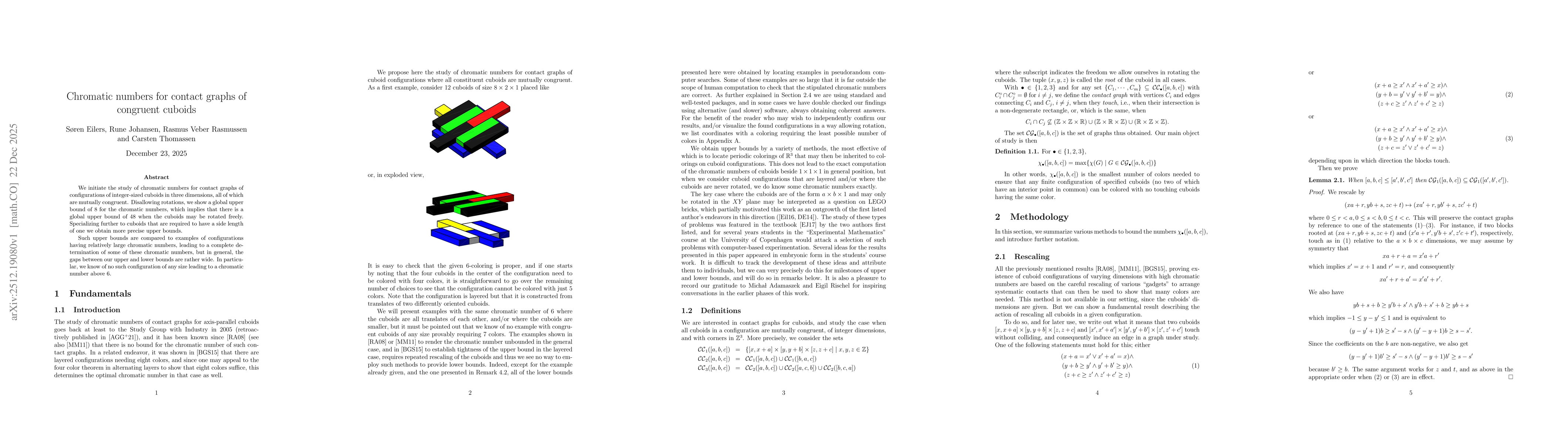 Thumbnail for Chromatic numbers for contact graphs of congruent cuboids