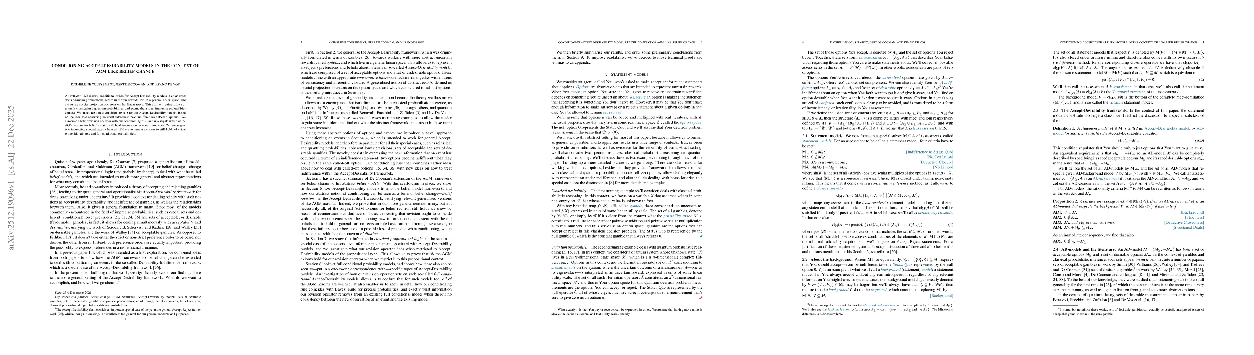 Thumbnail for Conditioning Accept-Desirability models in the context of AGM-like belief change