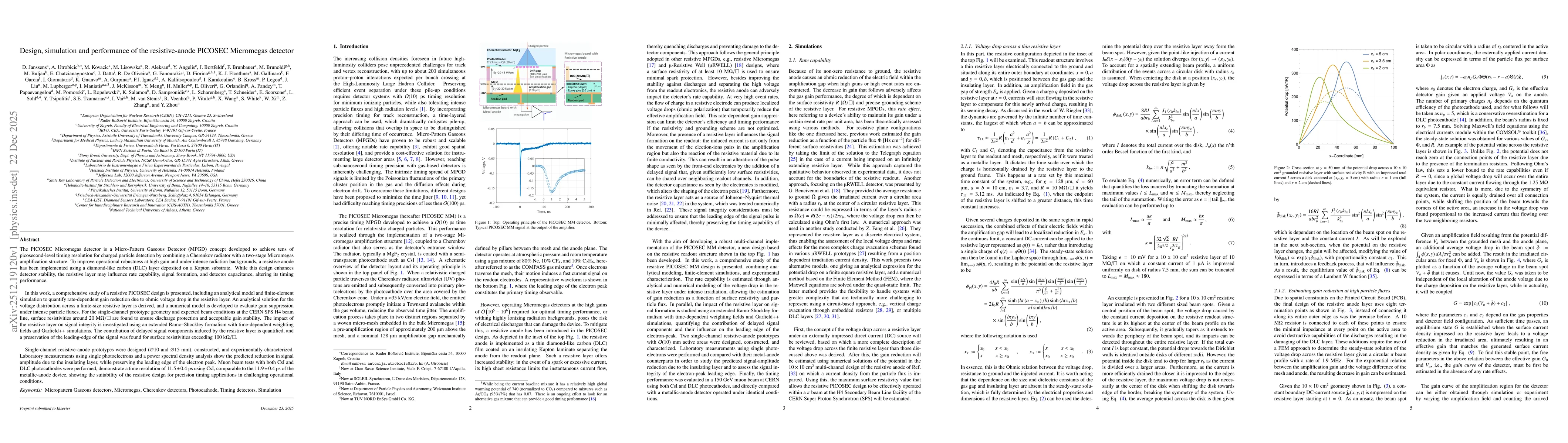 Thumbnail for Design, simulation and performance of the resistive-anode PICOSEC Micromegas detector