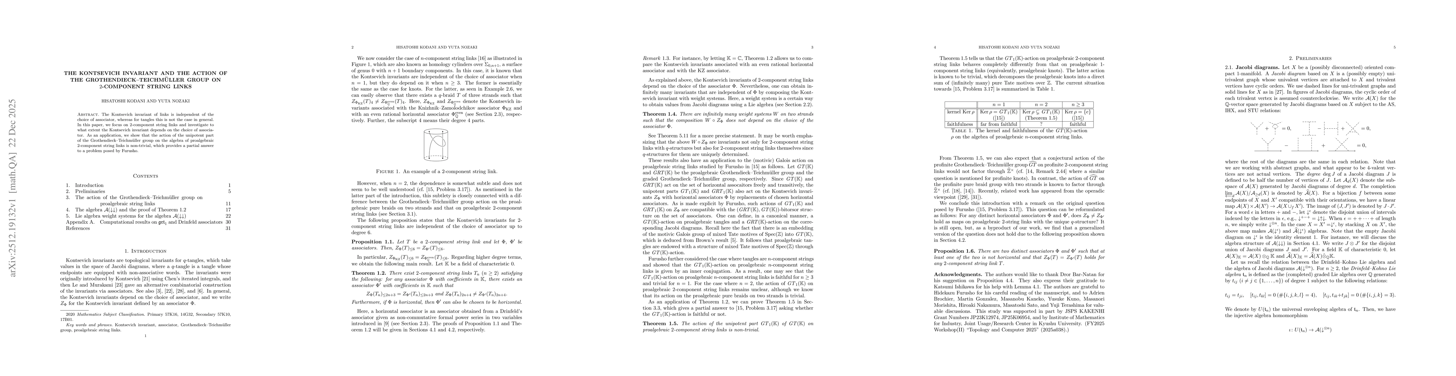 Thumbnail for The Kontsevich invariant and the action of the Grothendieck--Teichmüller group on $2$-component string links