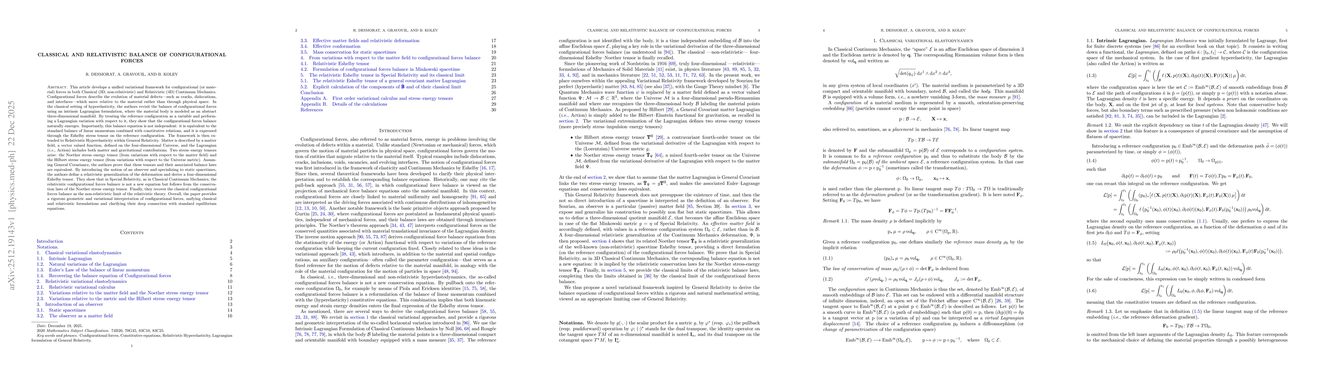 Thumbnail for Classical and relativistic balance of configurational forces