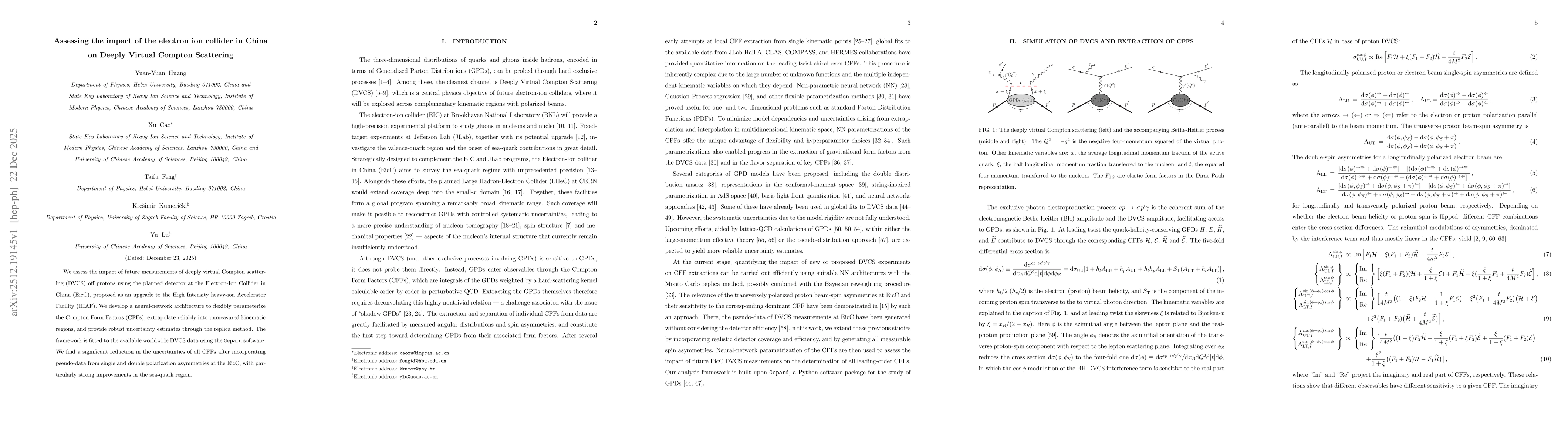 Thumbnail for Assessing the impact of the electron ion collider in China on Deeply Virtual Compton Scattering