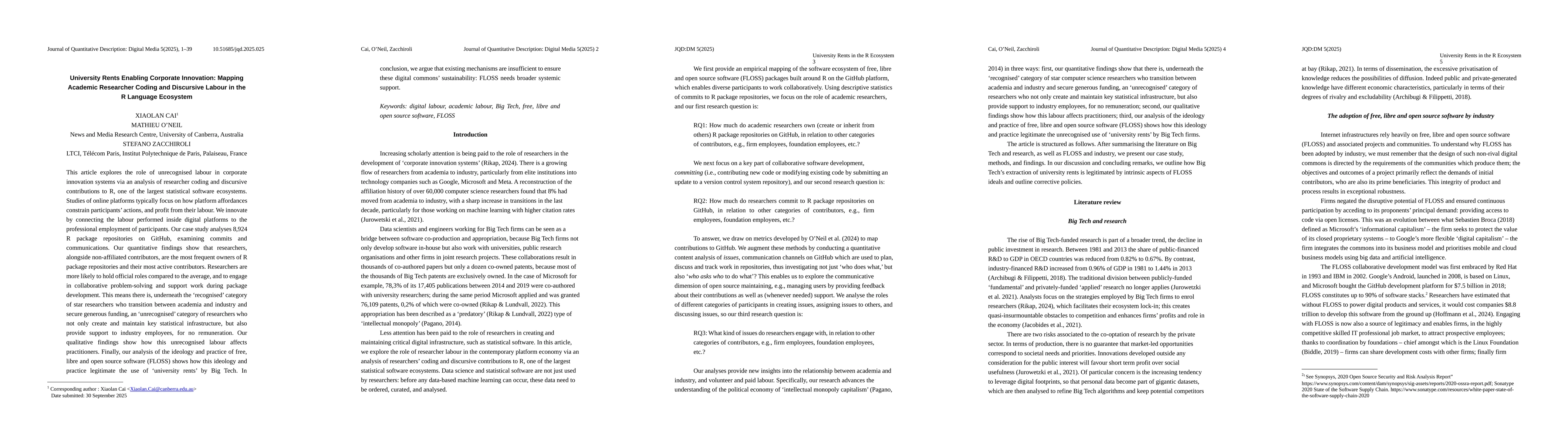 Thumbnail for University Rents Enabling Corporate Innovation: Mapping Academic Researcher Coding and Discursive Labour in the R Language Ecosystem