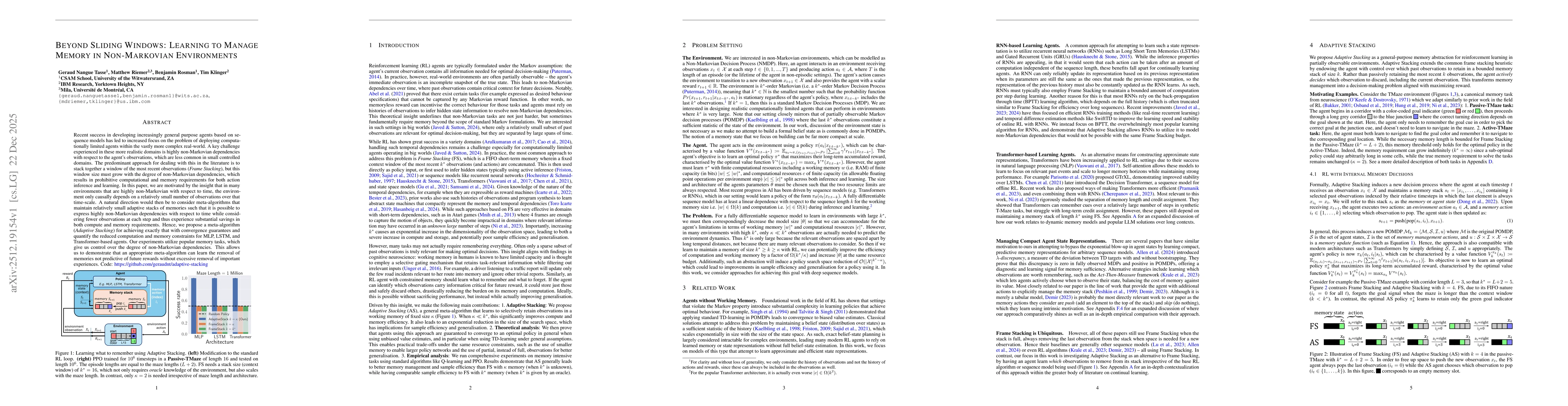 Thumbnail for Beyond Sliding Windows: Learning to Manage Memory in Non-Markovian Environments