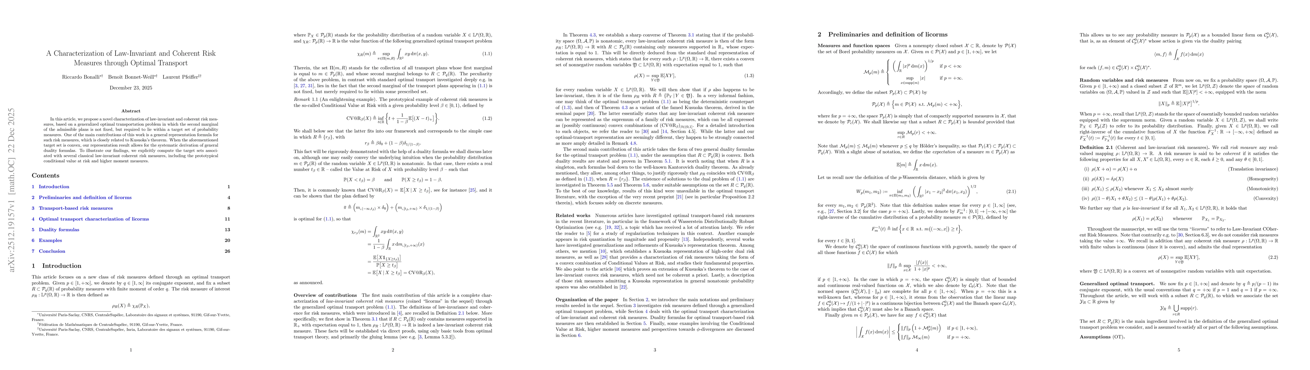 Thumbnail for A Characterization of Law-Invariant and Coherent Risk Measures through Optimal Transport