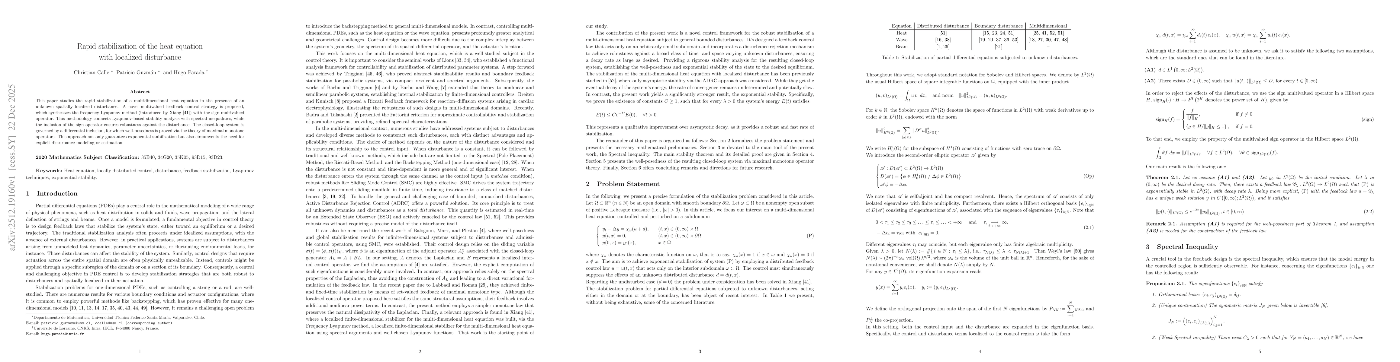 Thumbnail for Rapid stabilization of the heat equation with localized disturbance
