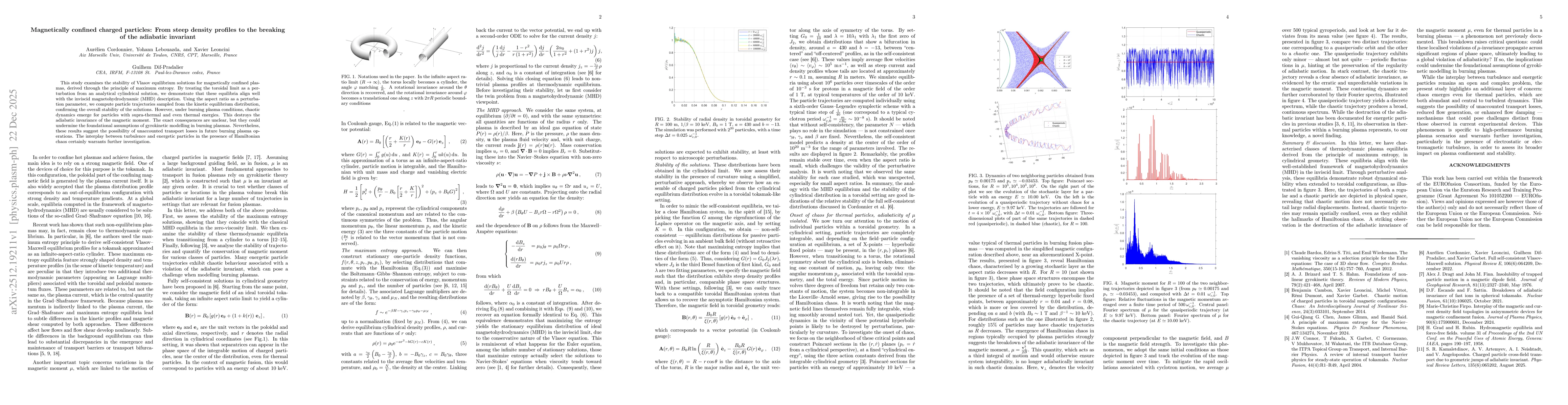 Thumbnail for Magnetically confined charged particles: From steep density profiles to the breaking of the adiabatic invariant