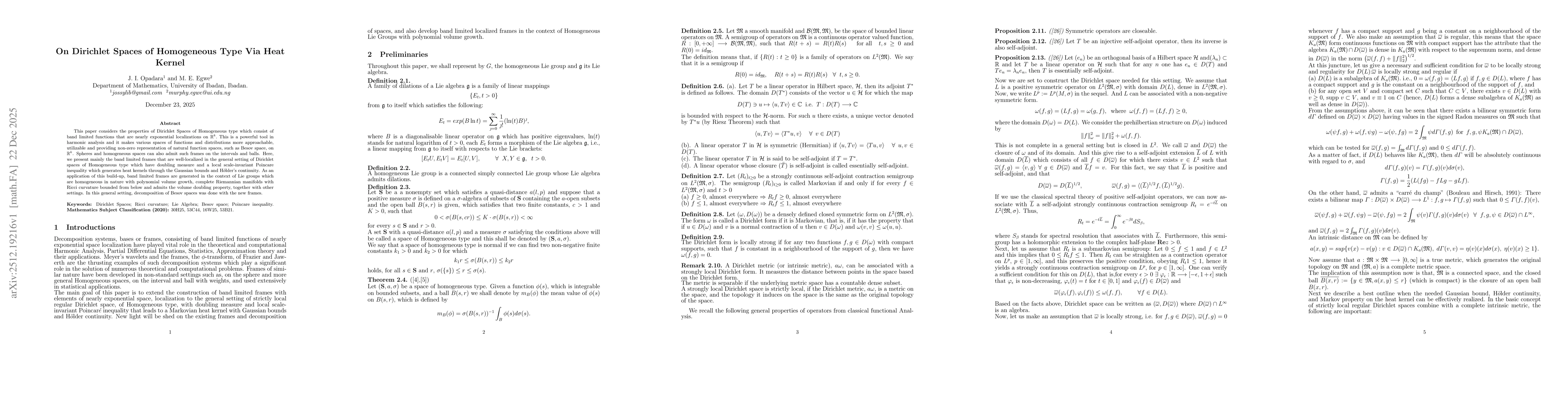 Thumbnail for On Dirichlet Spaces of Homogeneous Type Via Heat Kernel