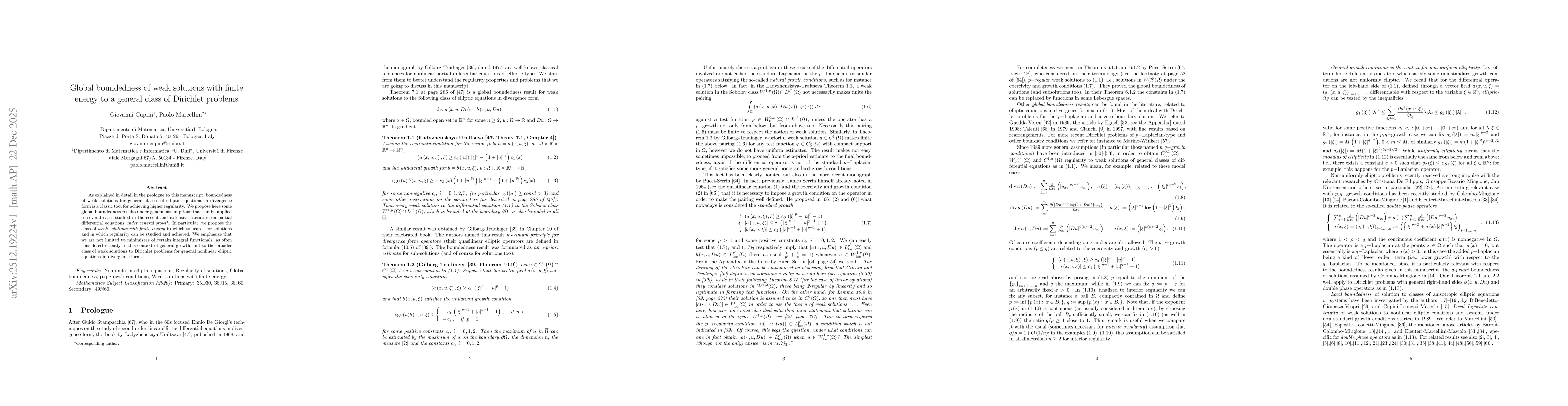 Thumbnail for Global boundedness of weak solutions with finite energy to a general class of Dirichlet problems