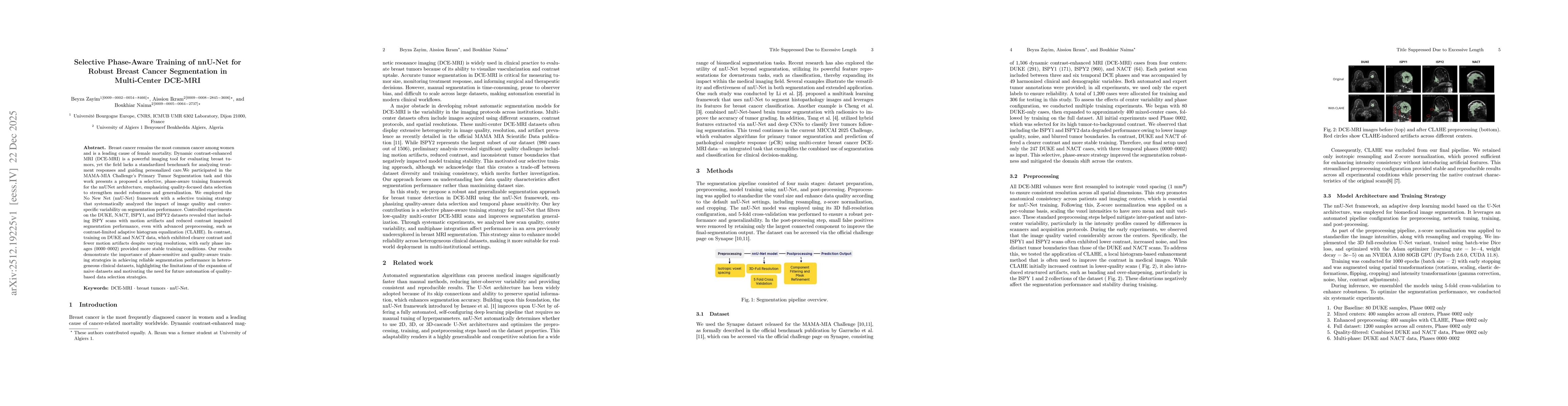 Thumbnail for Selective Phase-Aware Training of nnU-Net for Robust Breast Cancer Segmentation in Multi-Center DCE-MRI