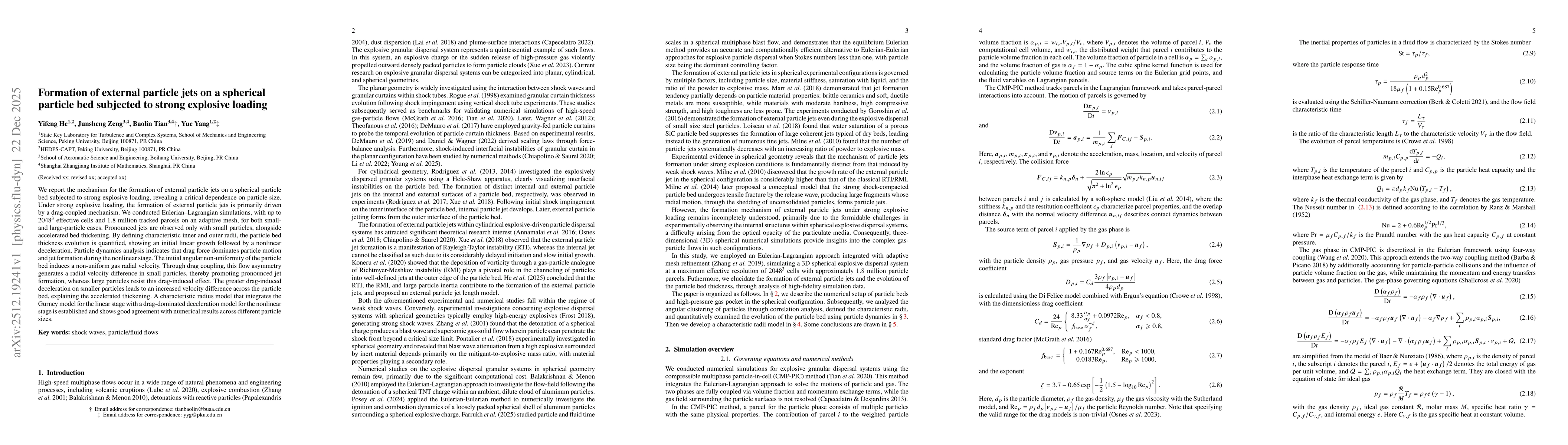 Thumbnail for Formation of external particle jets on a spherical particle bed subjected to strong explosive loading