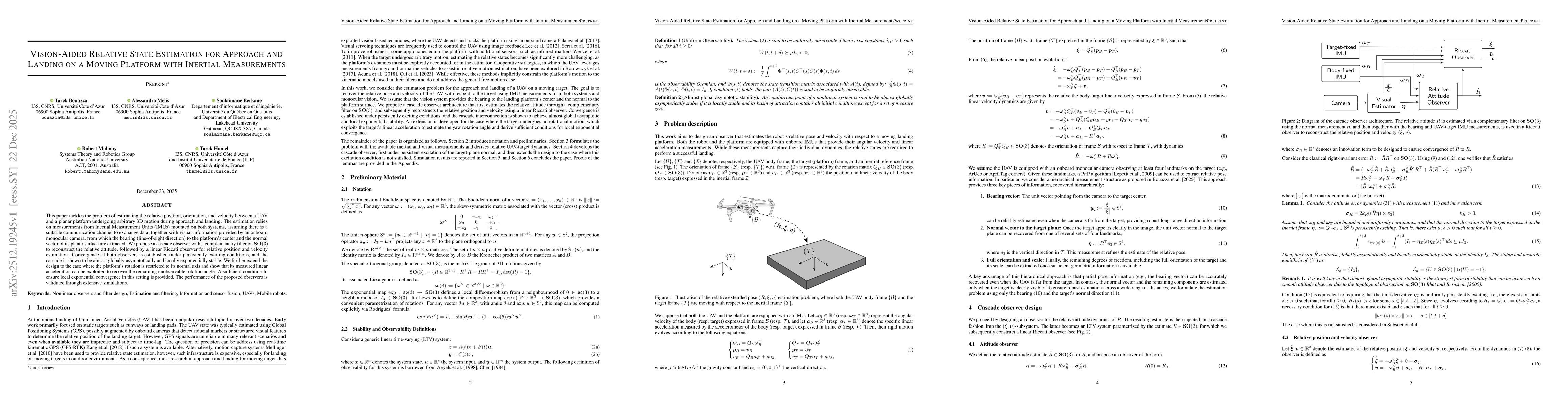Thumbnail for Vision-Aided Relative State Estimation for Approach and Landing on a Moving Platform with Inertial Measurements