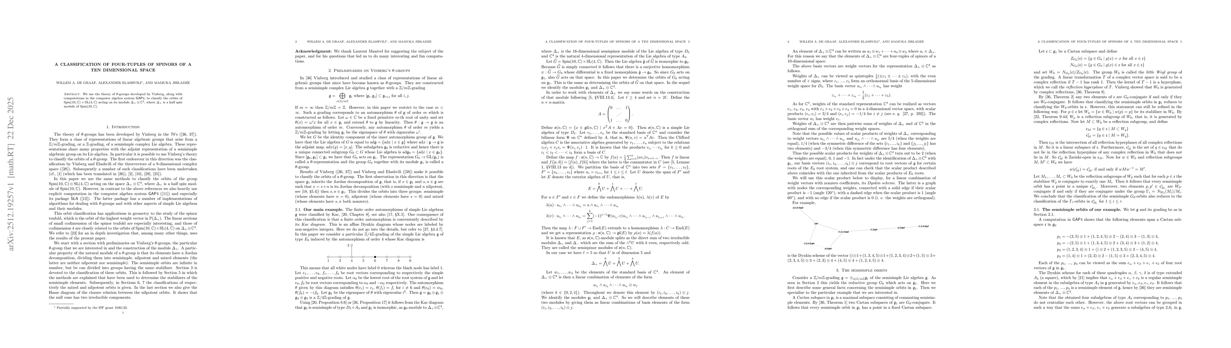 Thumbnail for A classification of four-tuples of spinors of a ten dimensional space