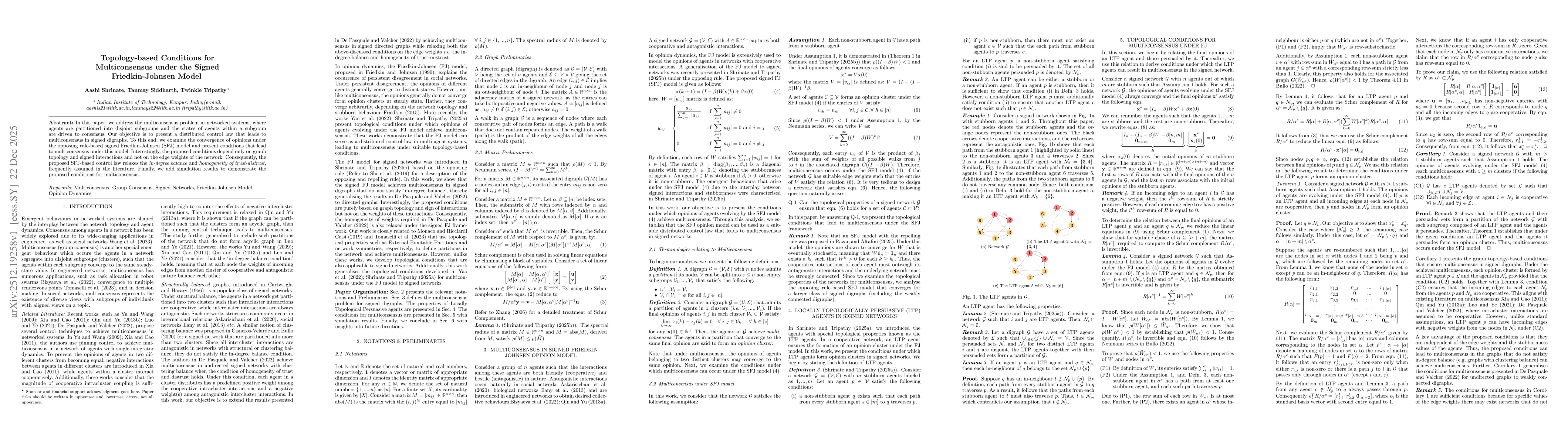 Thumbnail for Topology-based Conditions for Multiconsensus under the Signed Friedkin-Johnsen Model