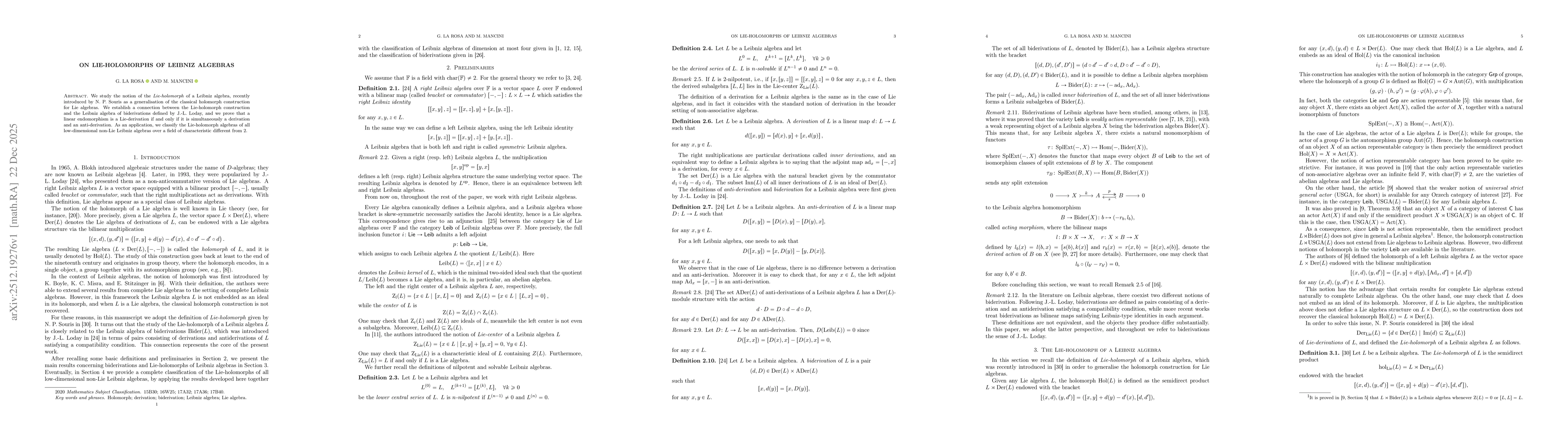 Thumbnail for On Lie-holomorphs of Leibniz algebras