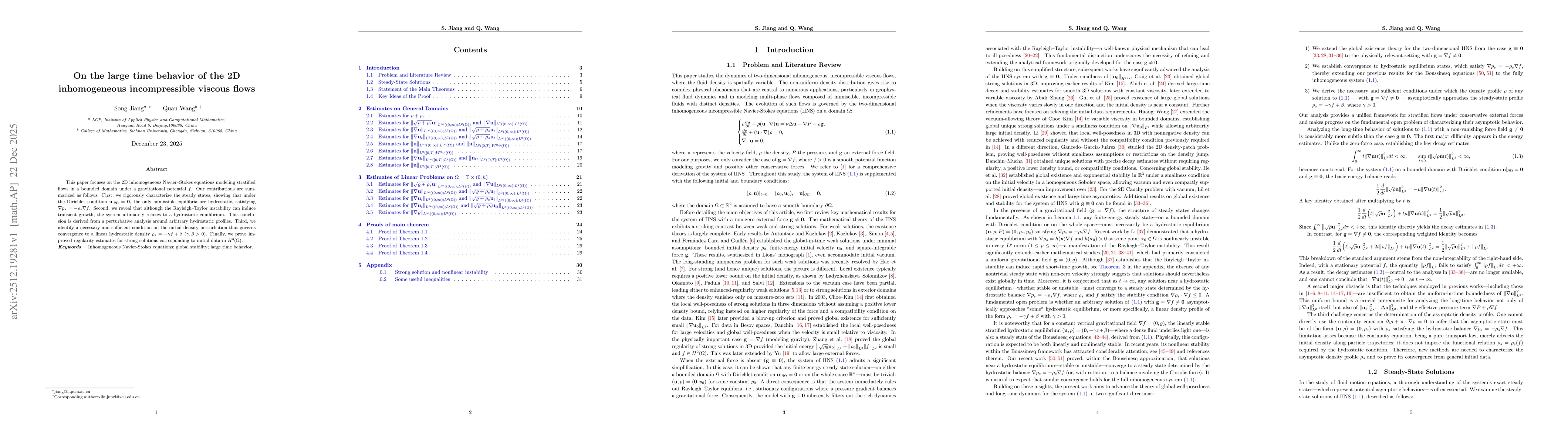 Thumbnail for On the large time behavior of the 2D inhomogeneous incompressible viscous flows