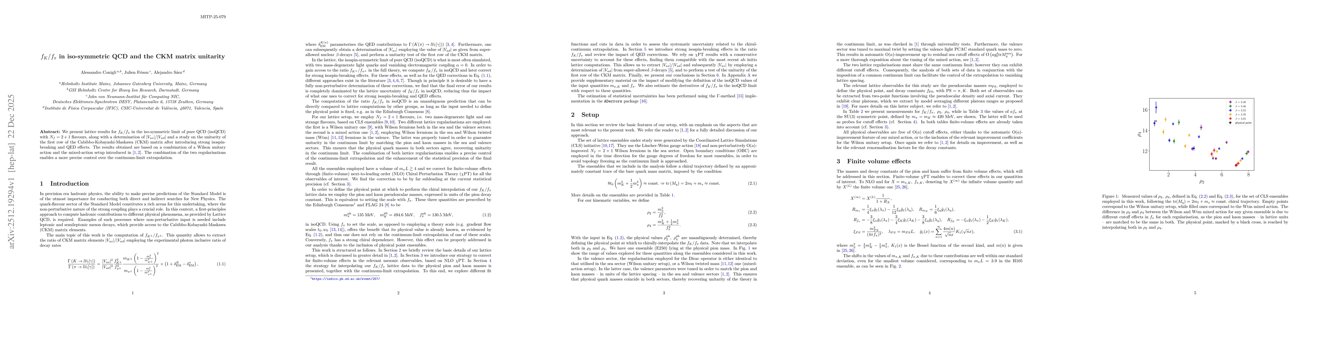 Thumbnail for $f_K/f_π$ in iso-symmetric QCD and the CKM matrix unitarity