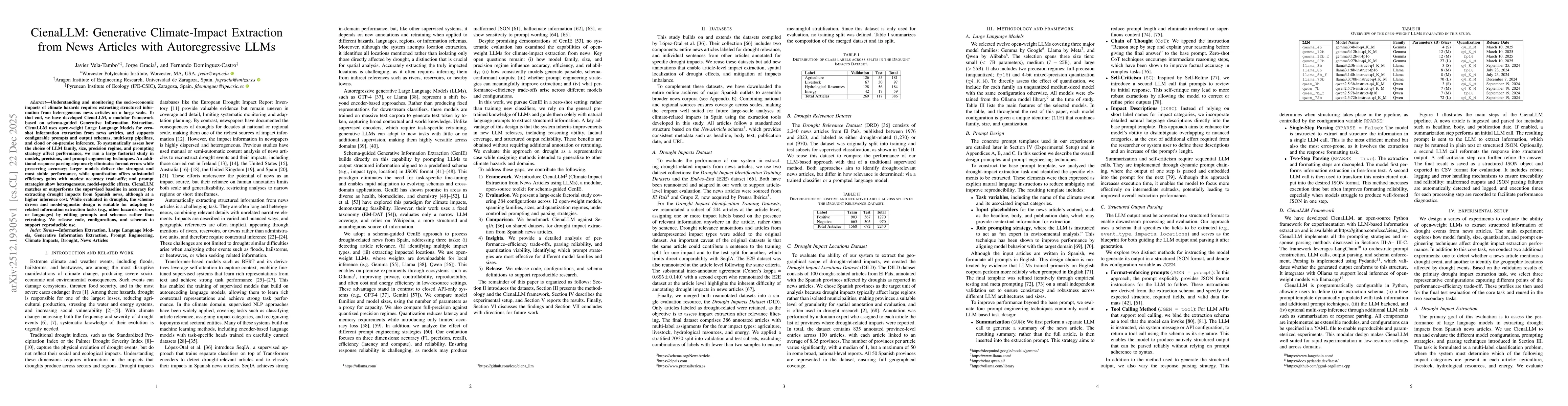 Thumbnail for CienaLLM: Generative Climate-Impact Extraction from News Articles with Autoregressive LLMs
