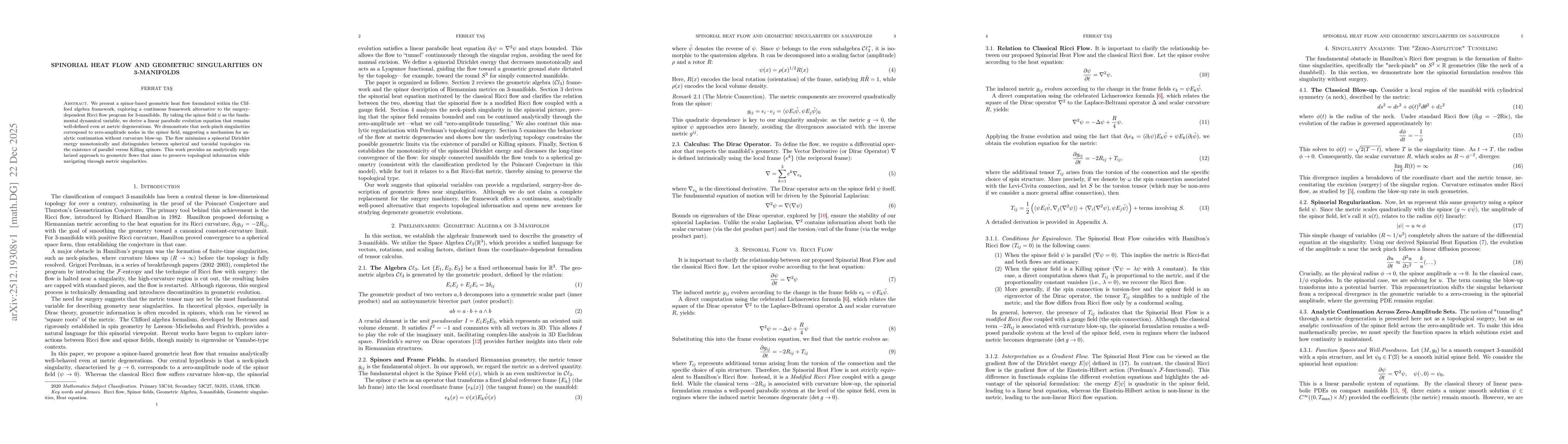 Thumbnail for Spinorial Heat Flow and Geometric Singularities on 3-Manifolds