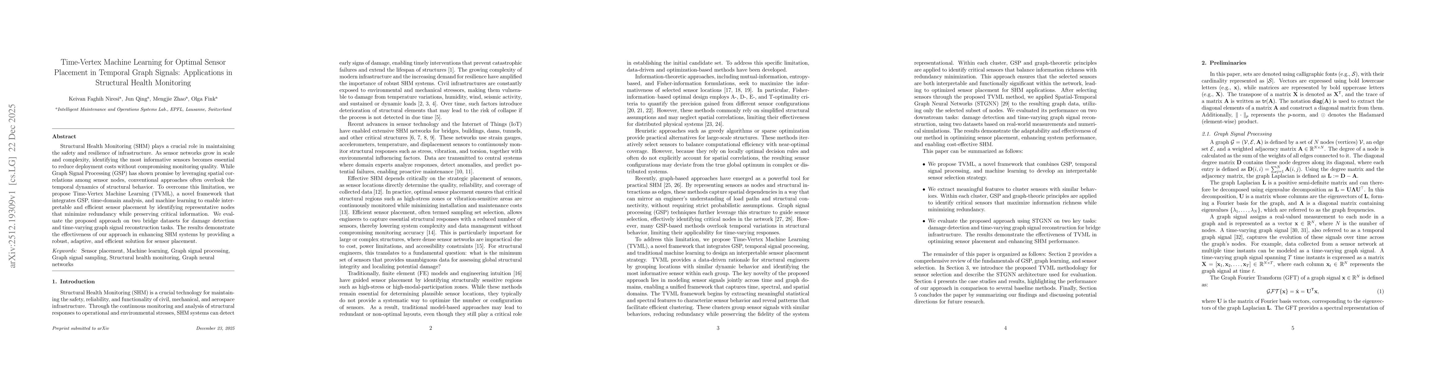 Thumbnail for Time-Vertex Machine Learning for Optimal Sensor Placement in Temporal Graph Signals: Applications in Structural Health Monitoring