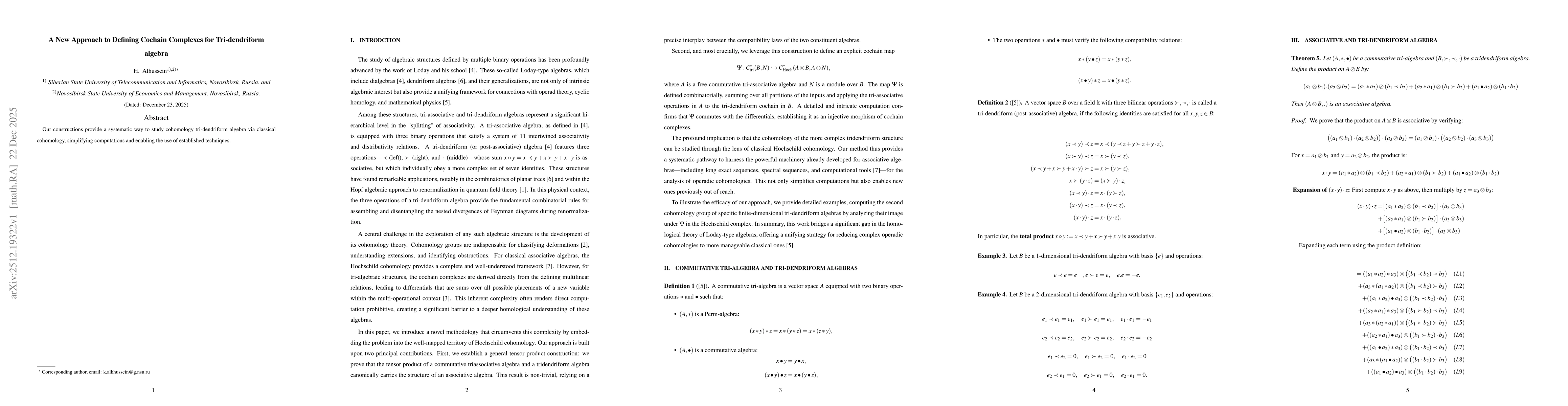 Thumbnail for A New Approach to Defining Cochain Complexes for Tri-dendriform algebra