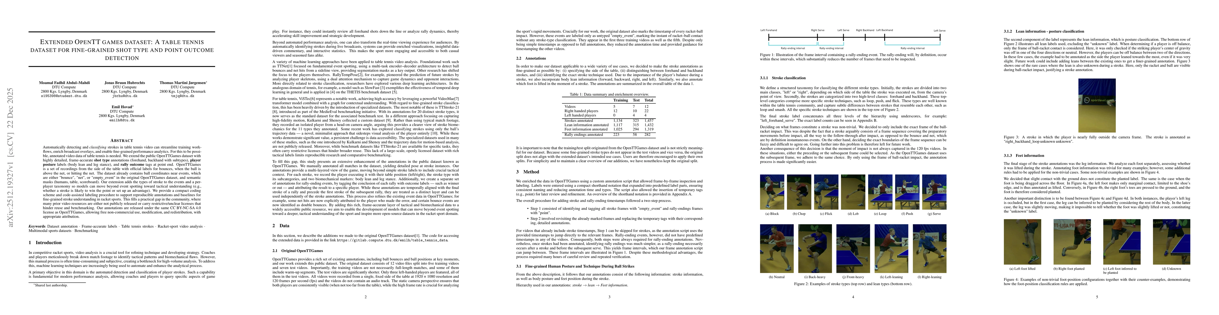 Thumbnail for Extended OpenTT Games Dataset: A table tennis dataset for fine-grained shot type and point outcome