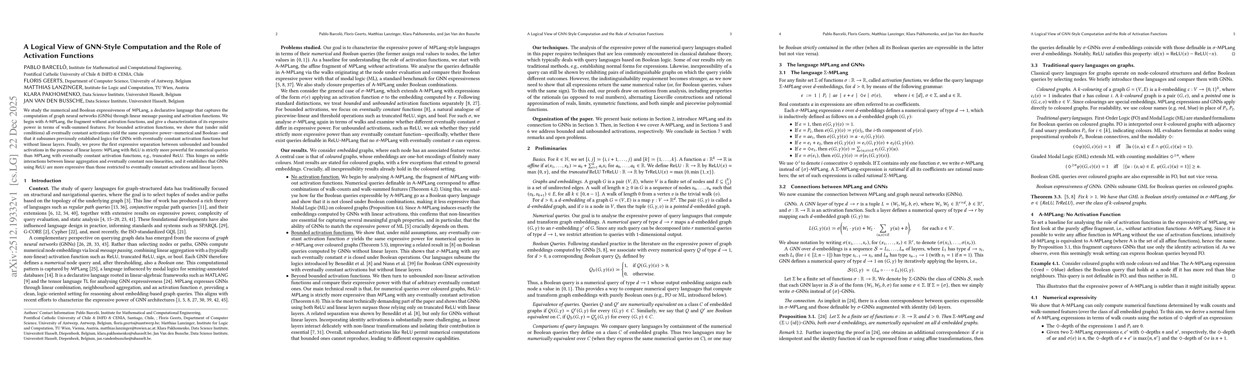 Thumbnail for A Logical View of GNN-Style Computation and the Role of Activation Functions
