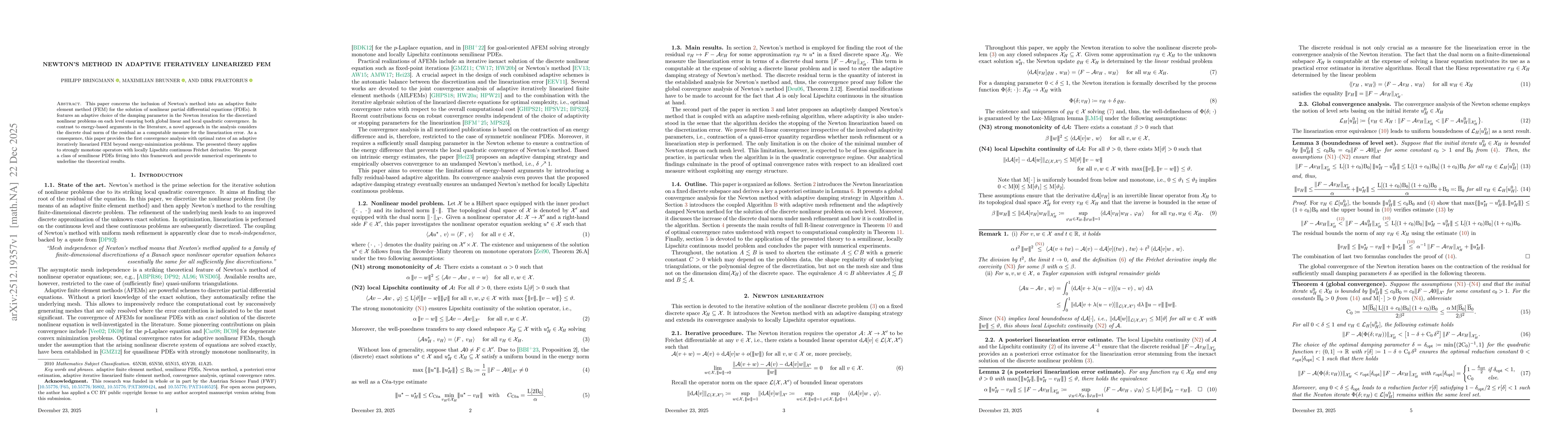 Thumbnail for Newton's method in adaptive iteratively linearized FEM