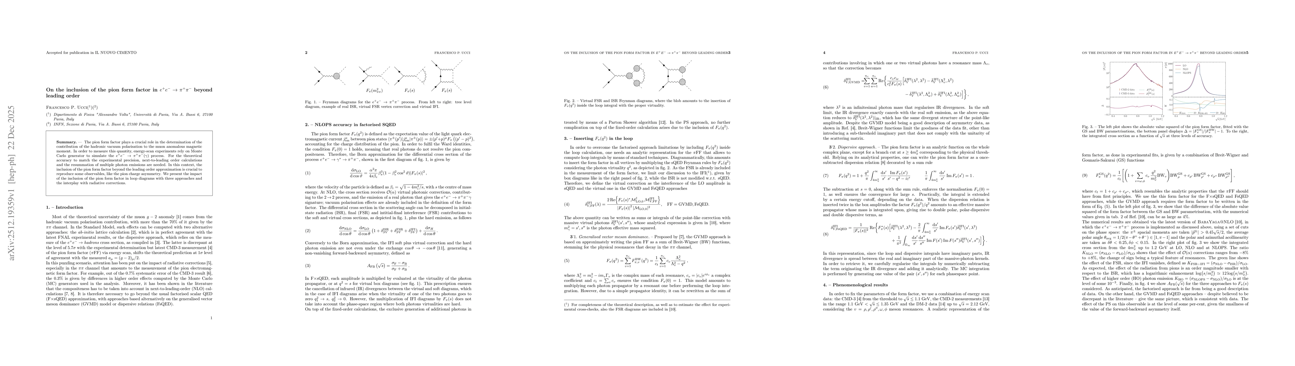 Thumbnail for On the inclusion of the pion form factor in $e^+e^- \to π^+π^-$ beyond leading order