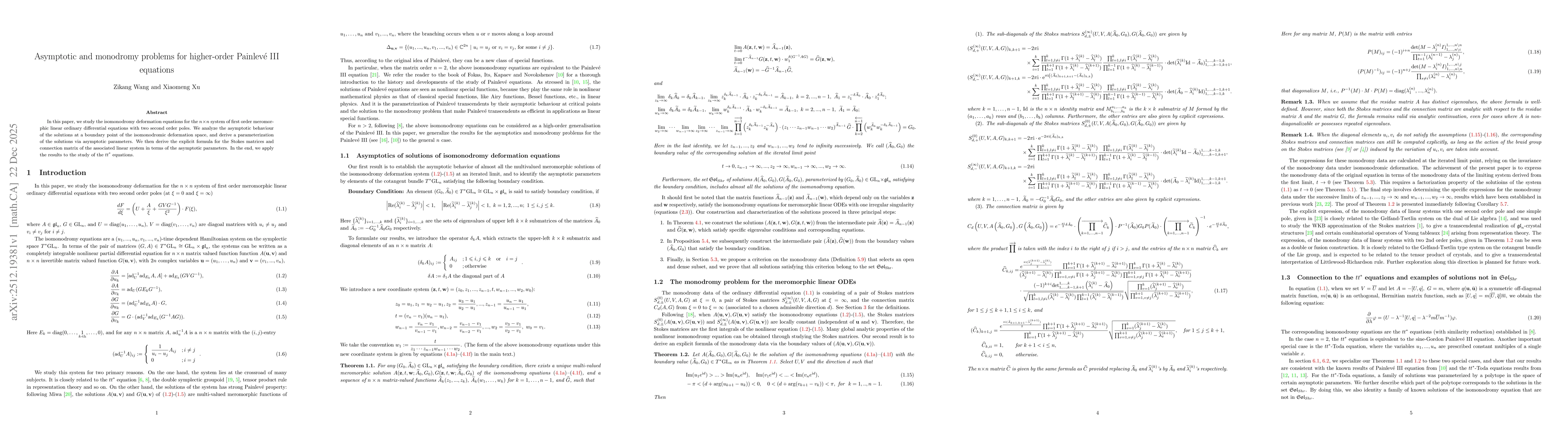 Thumbnail for Asymptotic and monodromy problems for higher-order Painlevé III equations