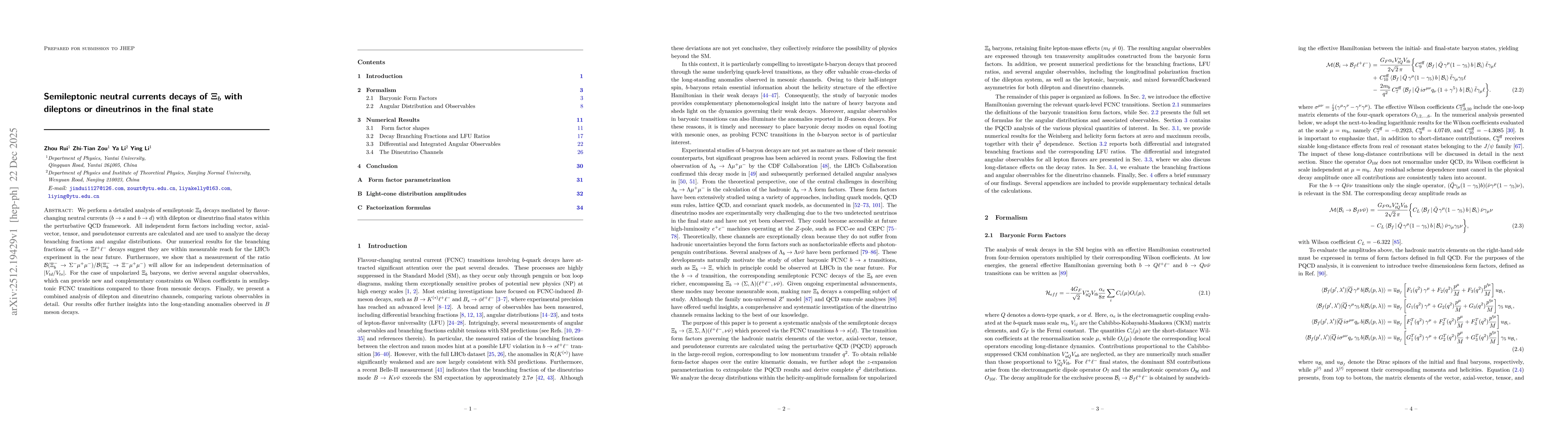 Thumbnail for Semileptonic neutral currents decays of $Ξ_b$ with dileptons or dineutrinos in the final state