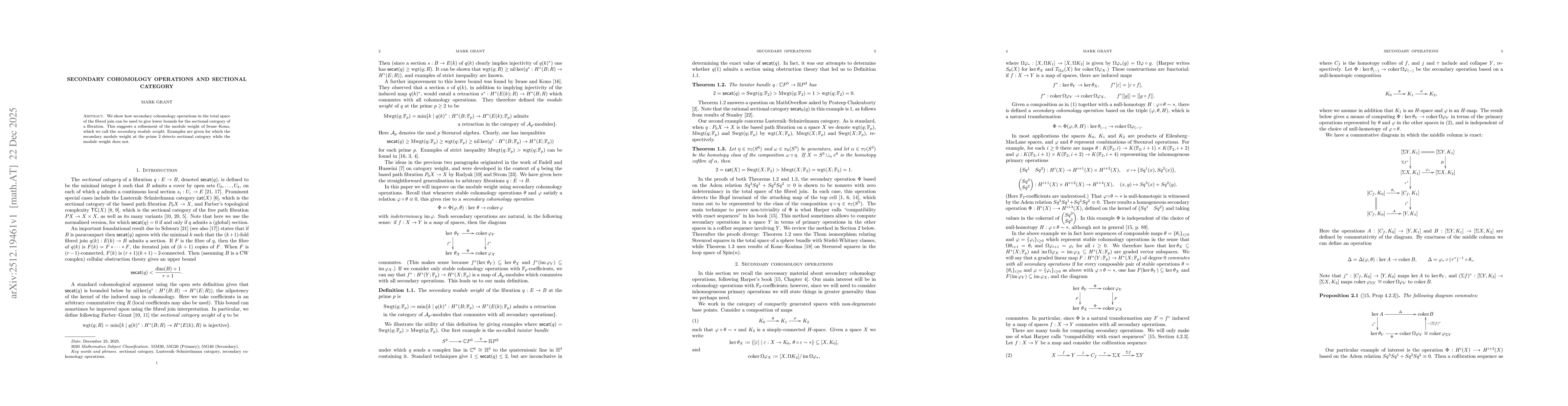 Thumbnail for Secondary cohomology operations and sectional category