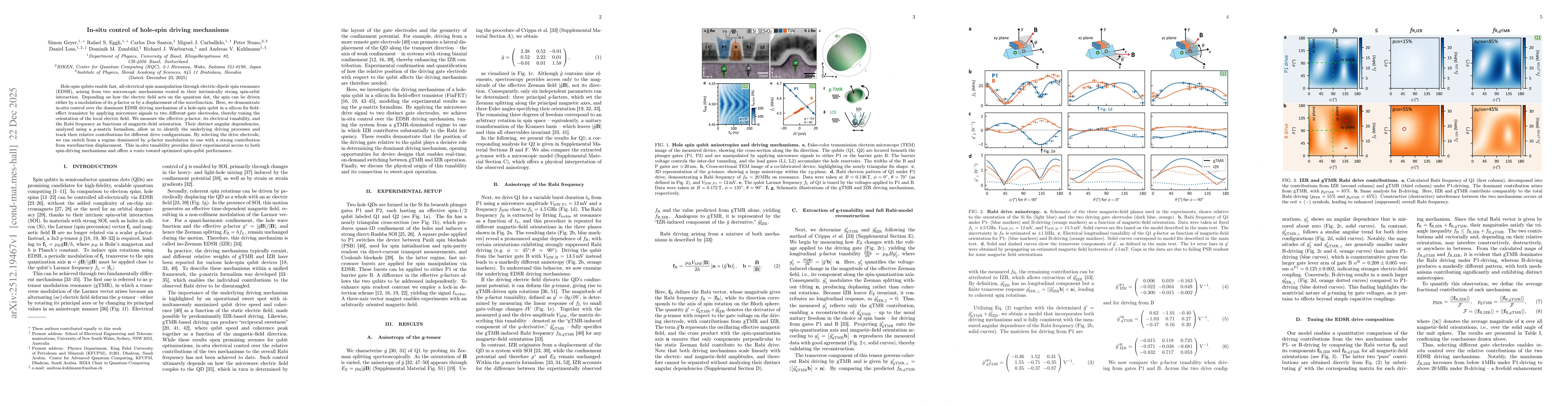 Thumbnail for In-situ control of hole-spin driving mechanisms