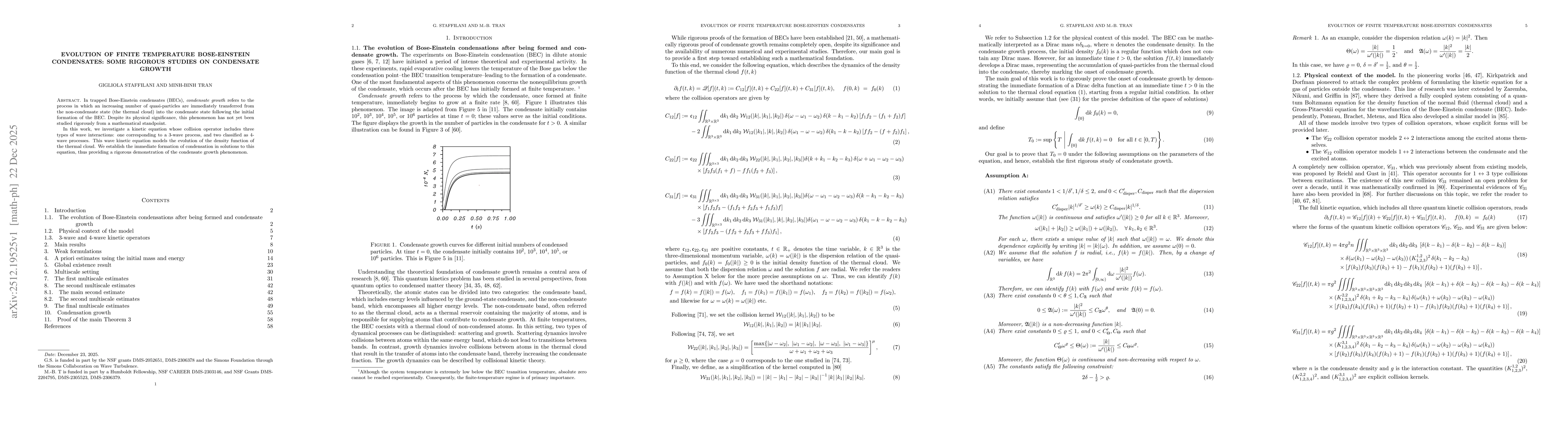 Thumbnail for Evolution of finite temperature Bose-Einstein Condensates: Some rigorous studies on condensate growth