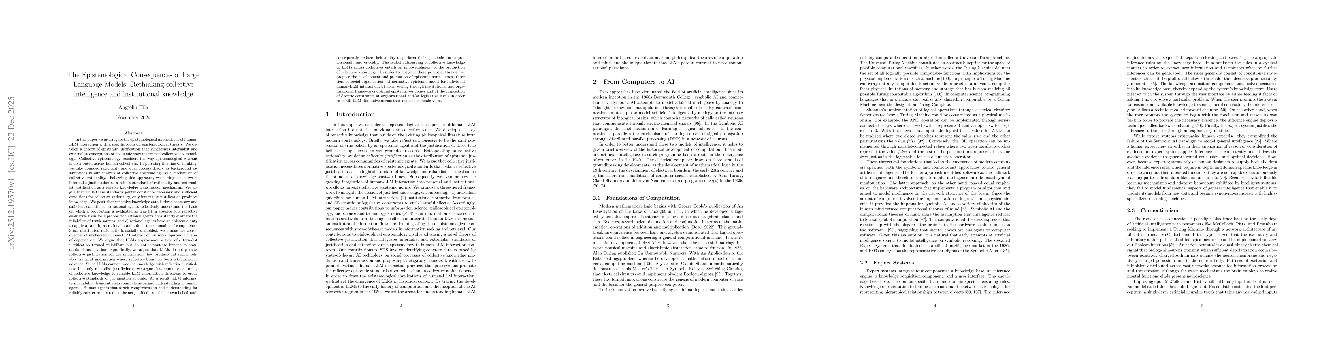 Thumbnail for The Epistemological Consequences of Large Language Models: Rethinking collective intelligence and institutional knowledge