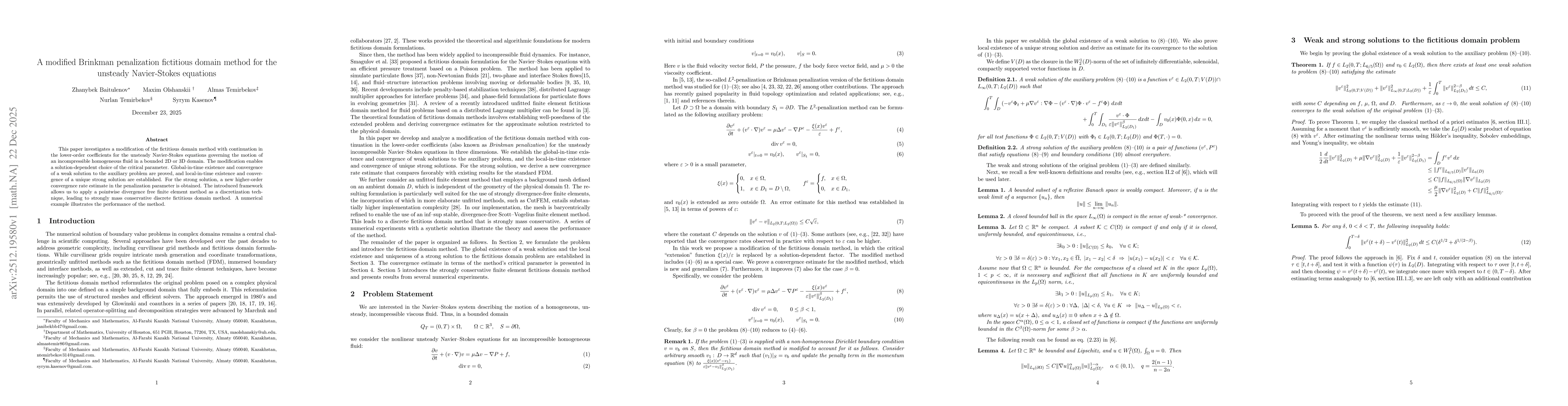 Thumbnail for A modified Brinkman penalization fictitious domain method for the unsteady Navier-Stokes equations