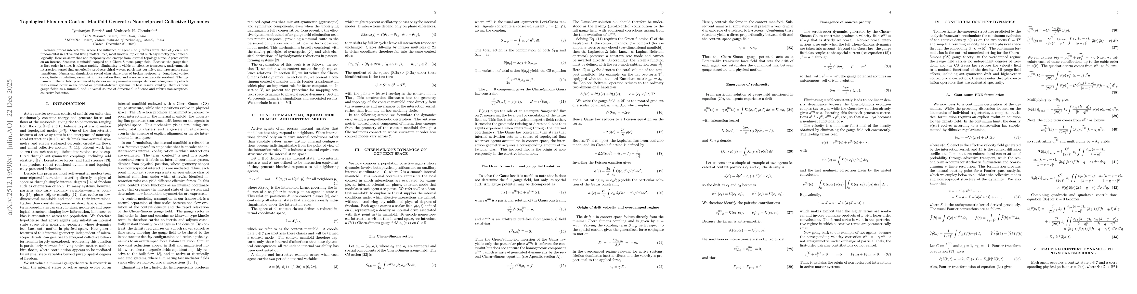 Thumbnail for Topological Flux on a Context Manifold Generates Nonreciprocal Collective Dynamics